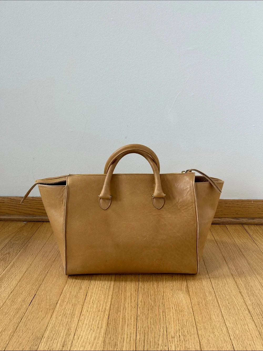 Clare V. Sandrine Satchel in Honey Tan